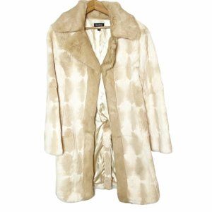 Bebe Cream Tan Rabbit Fur Coat